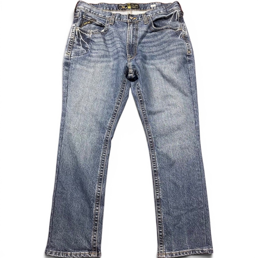 Ariat Rebar M5 Jeans Mens 36x30 Blue Ironside DuraStretch Edge Straight Leg